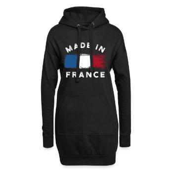 Fabriqué en France - Drapeau France - Sweat-shirt à capuche long Femme - noir - Devant