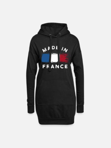 Fabriqué en France - Drapeau France - Sweat-shirt à capuche long Femme - noir