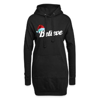 Chapeau de Père Noël Croyez au cadeau de fête de Noël - Sweat-shirt à capuche long Femme - noir - Devant