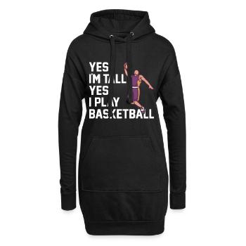 Yes I'm Tall Yes I Play Basketball Design für - Hoodie-Kleid - Schwarz - Vorne