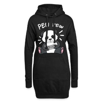 Pew Pew Panda - Hoodie-Kleid - Schwarz - Vorne