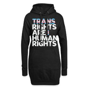 LBGT Flag Gay Pride Les droits des trans sont des droits humains - Sweat-shirt à capuche long Femme - noir - Devant
