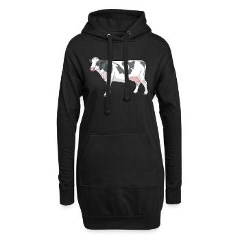 Vache de dessin animé avec des taches - Sweat-shirt à capuche long Femme - noir - Devant