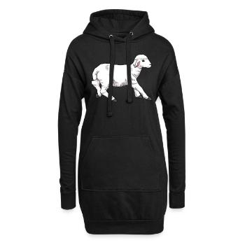 Junges Schaf Lamm - Hoodie-Kleid - Schwarz - Vorne