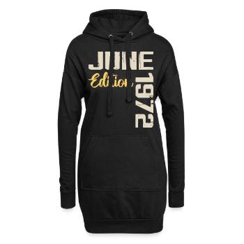 Né(e) en Juin 1972 Cadeau Juin 1972 Anniversaire - Sweat-shirt à capuche long Femme - noir - Devant
