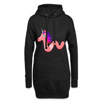 Uniworm, ver de terre + licorne, licorne la plus cool - Sweat-shirt à capuche long Femme - noir - Devant