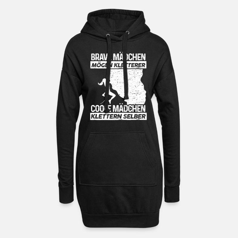 Coole Mädchen klettern selber Geschenk - Hoodie-Kleid - Schwarz