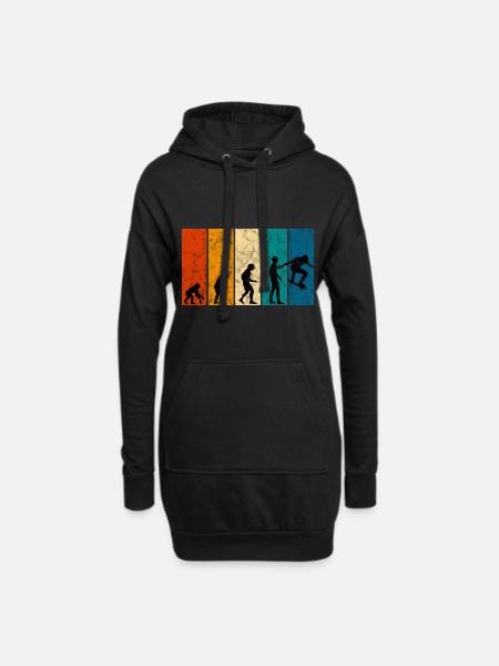 Skateboarder Skateboard Evolution Skate Skateing - Hoodie-Kleid - Schwarz
