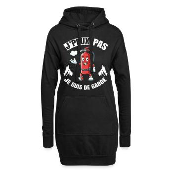 J'peux Pas Je Suis De Garde Cadeau Humour Pompier - Sweat-shirt à capuche long Femme - noir - Devant
