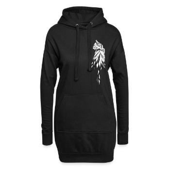 Katze grau Polygon - Hoodie-Kleid - Schwarz - Vorne