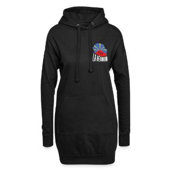 idee cadeau drapeau carte ile de la reunion 974 - Sweat-shirt à capuche long Femme - noir - Devant