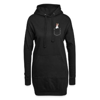 Breast Pocket Lapin Cool Pet Gift - Sweat-shirt à capuche long Femme - noir - Devant
