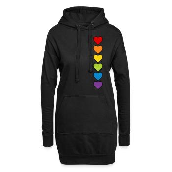 LGBT CSD LGBTQ+ HERZ REGENBOGEN HERZEN PRIDE MONTH - Hoodie-Kleid - Schwarz - Vorne