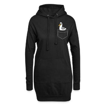 Mouette - Dans la poche de poitrine / poche de chemise - Sweat-shirt à capuche long Femme - noir - Devant