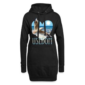 J'aime Usedom - Seagull Baltique lac de l'île - Sweat-shirt à capuche long Femme - noir - Devant