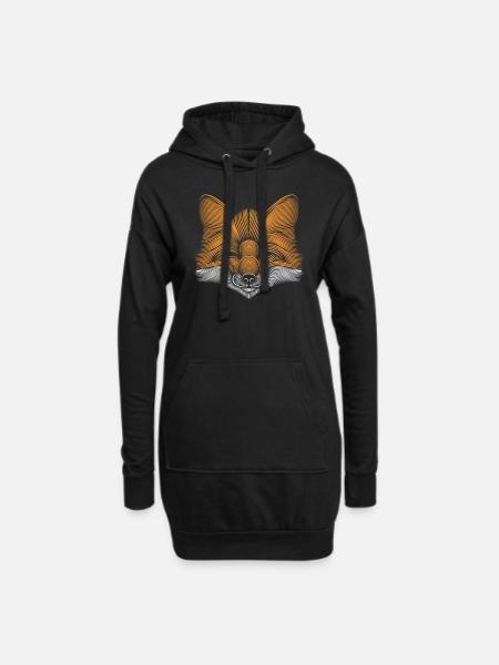 Fuchs aus Linien kunstvoller Fuchs Kopf - Hoodie-Kleid - Schwarz