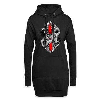 Zweites Auge Ozean - Hoodie-Kleid - Schwarz - Vorne