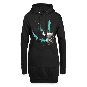 Astronaut - Hoodie-Kleid - Schwarz - Vorne