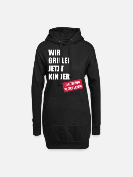 Wir grillen jetzt Kinder - Hoodie-Kleid - Schwarz