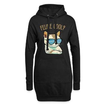 Félin Cool - Sweat-shirt à capuche long Femme - noir - Devant