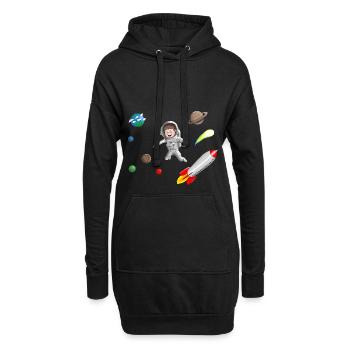 Space - Garçon astronaute - Sweat-shirt à capuche long Femme - noir - Devant