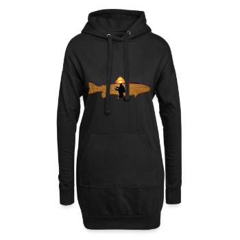 Forelle Fly Fishing Natur Outdoor Fisherman orange - Hoodie-Kleid - Schwarz - Vorne