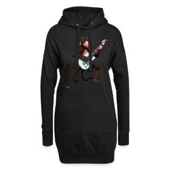 Affe Gitarrist - Hoodie-Kleid - Schwarz - Vorne