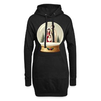 Krippe Schneekugel Weihnachtsszene - Hoodie-Kleid - Schwarz - Vorne