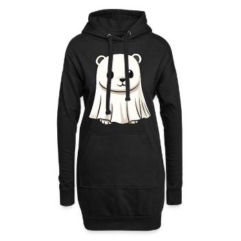 Eisbär Halloween Comic Geist - Hoodie-Kleid - Schwarz - Vorne