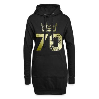 70 Zahl Krone - Hoodie-Kleid - Schwarz - Vorne