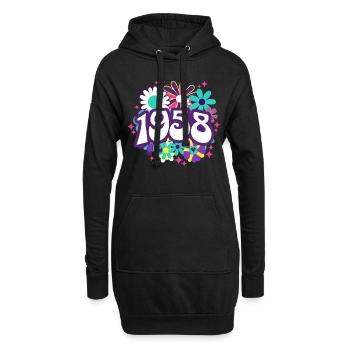 Fête Anniversaire Femme 1958 65 Ans Anniversaire - Sweat-shirt à capuche long Femme - noir - Devant