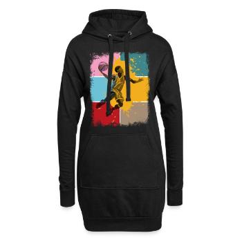 Basketball Basketballer Spieler Fan Vintage Retro - Hoodie-Kleid - Schwarz - Vorne