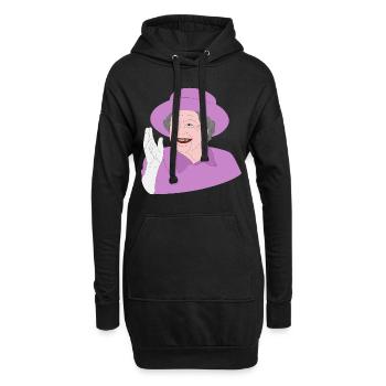 Königin Elisabeth II. winkt zum 70. Kronjubiläum - Hoodie-Kleid - Schwarz - Vorne