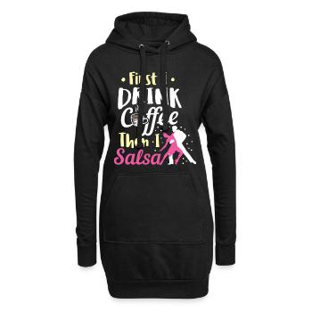 Salsa Dancing Drink Café Puis Salsa Anniversaire - Sweat-shirt à capuche long Femme - noir - Devant