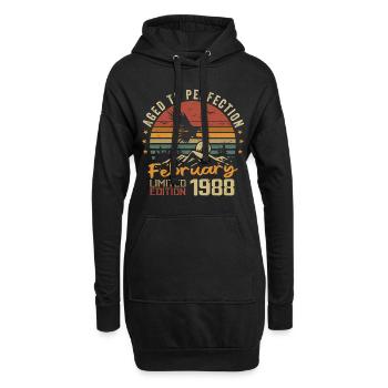 Né en Fevrier 1988 Anniversaire 1988 Février - Sweat-shirt à capuche long Femme - noir - Devant