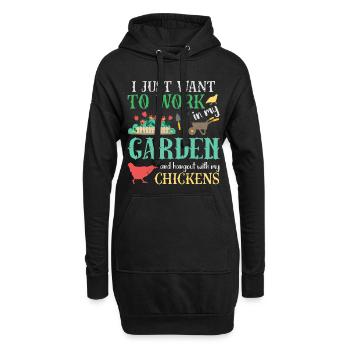 Work In My Garden Hangout With My Chickens - Hoodie-Kleid - Schwarz - Vorne