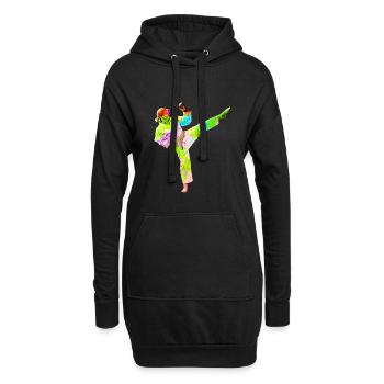 Bunte Karateka - Hoodie-Kleid - Schwarz - Vorne