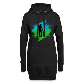 Vater und Tochter - Hoodie-Kleid - Schwarz - Vorne