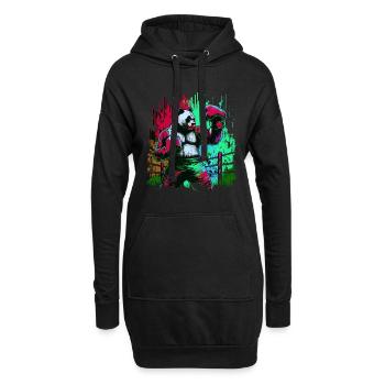 Lustiger bunter Panda Boxer MMA Kampfsport - Hoodie-Kleid - Schwarz - Vorne