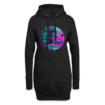 Zodiaque rétro Horoscope Lion - Sweat-shirt à capuche long Femme - noir - Devant