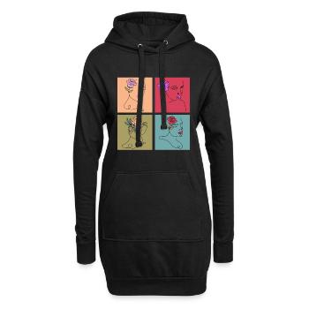 Minimalistisches Lineart Frauen Gesicht Kunst - Hoodie-Kleid - Schwarz - Vorne