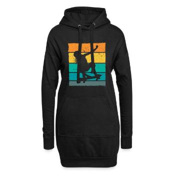 Retro Skaterin Skater Skateboarder Skateboard - Sweat-shirt à capuche long Femme - noir - Devant