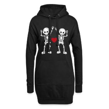 Squelettes dansants, crânes, Halloween - Sweat-shirt à capuche long Femme - noir - Devant