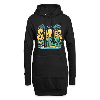 Ambiance d’été, Soleil, Vacances, Palmiers, Palmiers - Sweat-shirt à capuche long Femme - noir - Devant