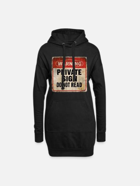 Warnung Private Sign Do Not Read Warnschild - Hoodie-Kleid - Schwarz