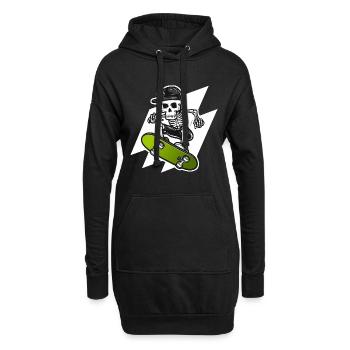 Skelett Totenkopf Skater Skateboarder Skateboard - Hoodie-Kleid - Schwarz - Vorne