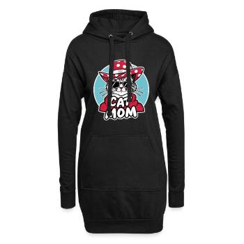 Cat Mom Lustige Katze mit Sonnenbrille und Kleider - Hoodie-Kleid - Schwarz - Vorne