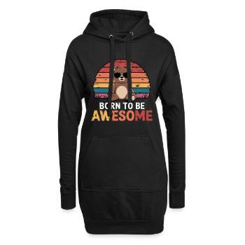 Teddy Bär Spruch Born to be Awesome - Hoodie-Kleid - Schwarz - Vorne