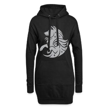 Blason Magie Loup Étoilé - couleur personnalisable - Sweat-shirt à capuche long Femme - noir - Devant