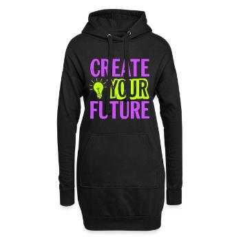 Create Your Future Glühbirne - Hoodie-Kleid - Schwarz - Vorne